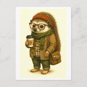 Tarjeta postal de erizo hipster