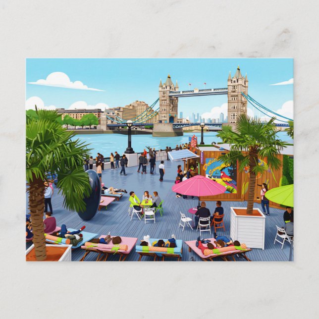 Tarjeta postal de escena de verano en Londres (Anverso)