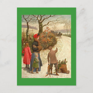 Tarjeta Postal de Escena Invernal Antigua