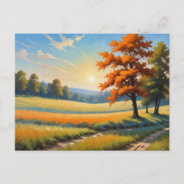 Tarjeta postal de escena otoñal y paisaje