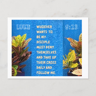 Tarjeta postal de escritura Luke 9:23
