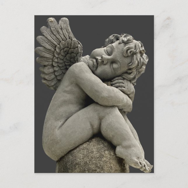Tarjeta postal de escultura Cherub Angel. (Anverso)
