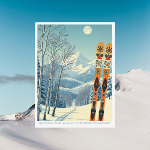 Tarjeta postal de esquí de Garmisch-Partenkirchen 