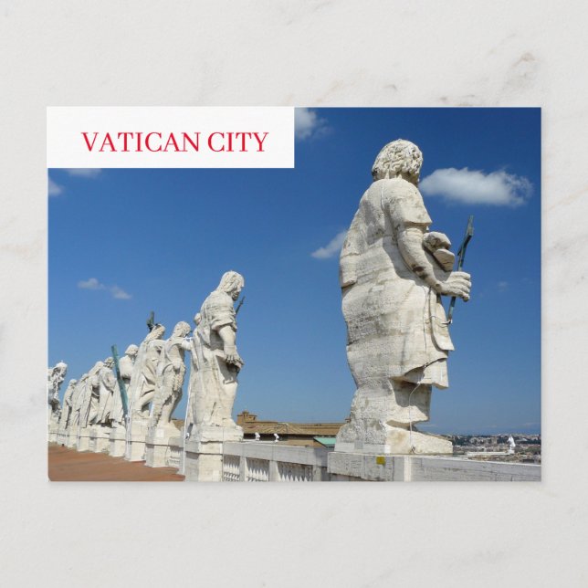 tarjeta postal de estatuas de santos de la Ciudad  (Anverso)