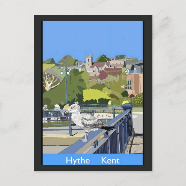 Tarjeta postal de estilo ferroviario retro de Hyth (Anverso)