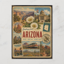 Tarjeta postal de estilo vintage auténtico de Ariz