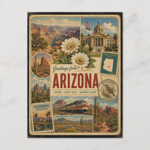 Tarjeta postal de estilo vintage auténtico de Ariz