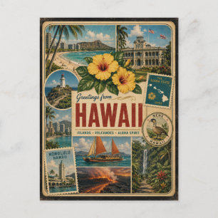 Tarjeta postal de estilo vintage auténtico de Hawá