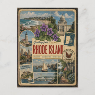 Tarjeta postal de estilo vintage auténtico de Rhod