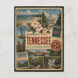 Tarjeta postal de estilo vintage auténtico de Tenn