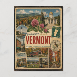 Tarjeta postal de estilo vintage auténtico de Verm