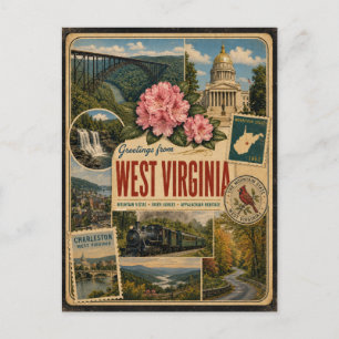 Tarjeta postal de estilo vintage auténtico de Virg