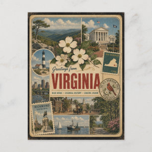 Tarjeta postal de estilo vintage auténtico de Virg