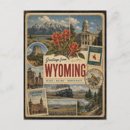 Tarjeta postal de estilo vintage auténtico de Wyom