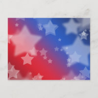 Tarjeta postal de estrella roja blanca y azul