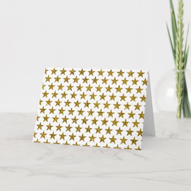 Tarjeta postal de estrellas con brillo dorado (Anverso)