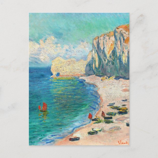 Tarjeta postal de Étretat, la playa de Claude Mone (Anverso)