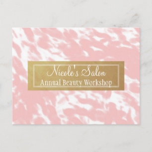 Tarjeta postal de evento de salón chic rosa meloco