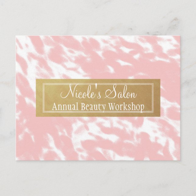 Tarjeta postal de evento de salón chic rosa meloco (Anverso)