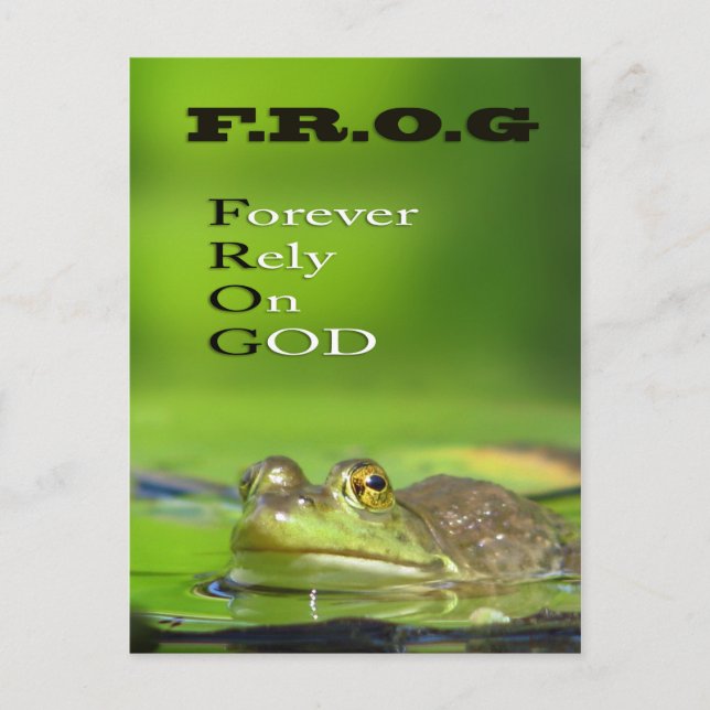 Tarjeta postal de F.R.O.G Forever.Rely.On.GOD (Anverso)