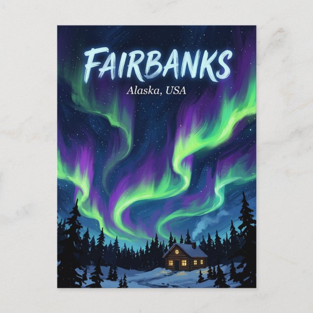 Tarjeta postal de Fairbanks Alaska (Anverso)