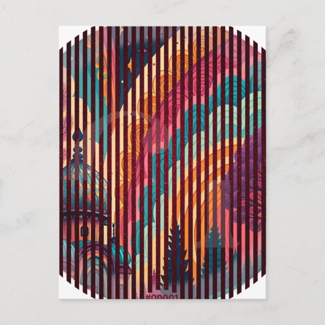 Tarjeta postal de fantasía a rayas personalizable (Anverso)