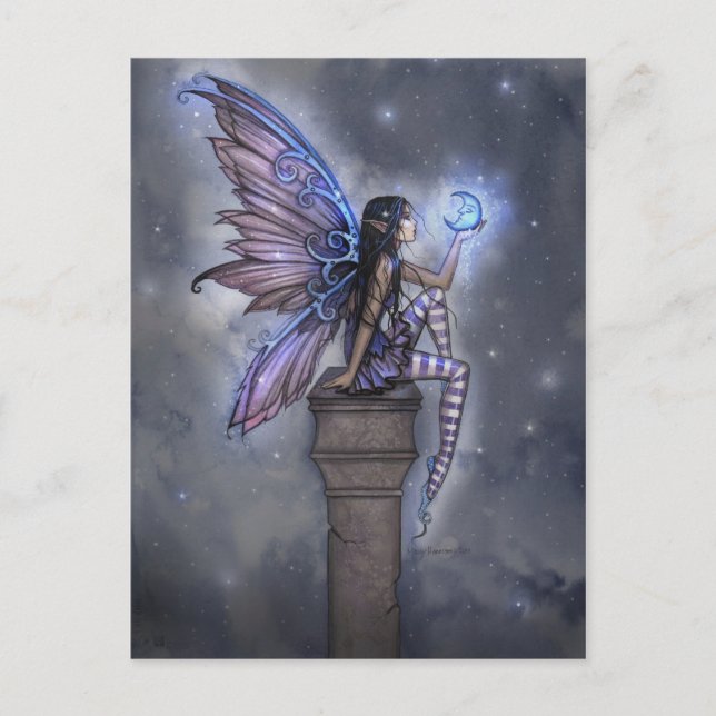 Tarjeta postal de fantasía de la hada de la luna a (Anverso)