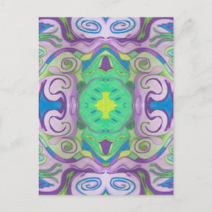 Tarjeta postal de fantasía verde púrpura