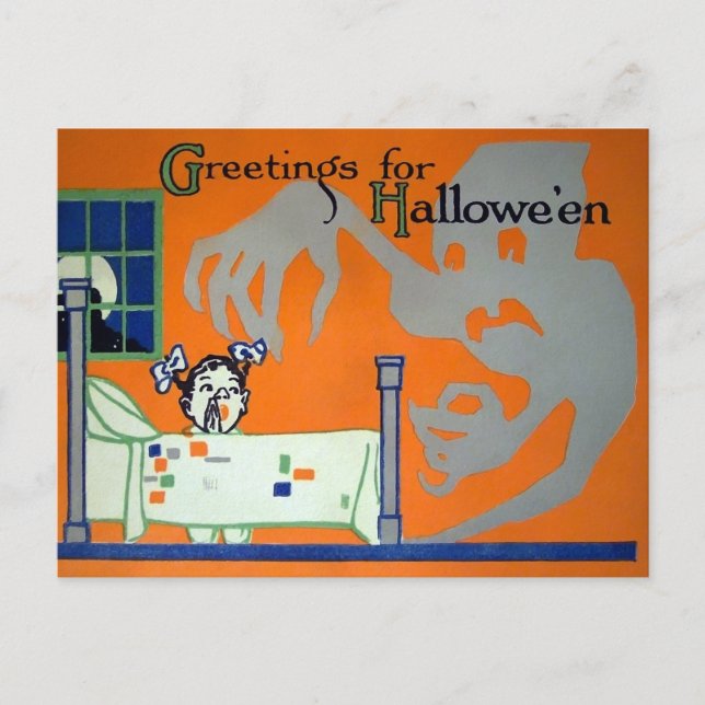 Tarjeta postal de fantasma espeluznante de Hallowe (Anverso)