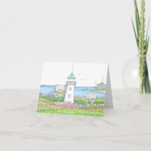 Tarjeta postal de faro blanco