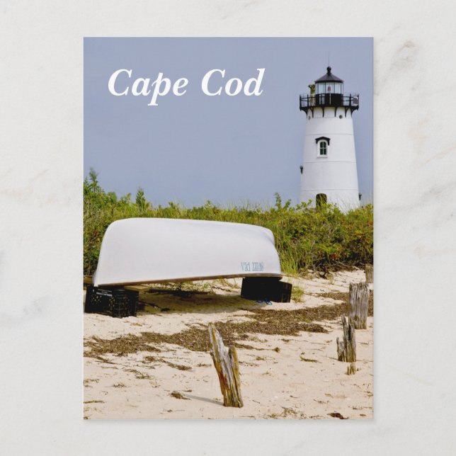 Tarjeta postal de faro de Cape Cod Mass Edgartown (Anverso)