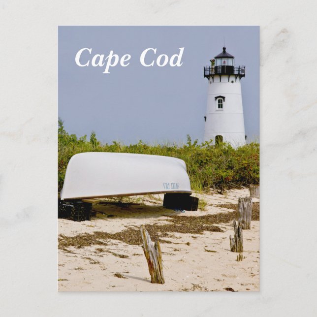 Tarjeta postal de faro de Cape Cod Mass Edgartown (Anverso)