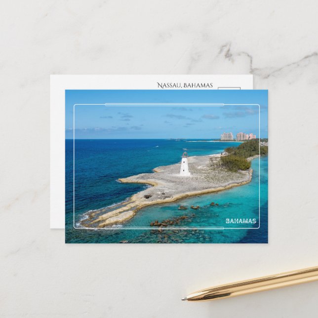 Tarjeta postal de faro de Nassau Bahamas (Anverso/Reverso In Situ)