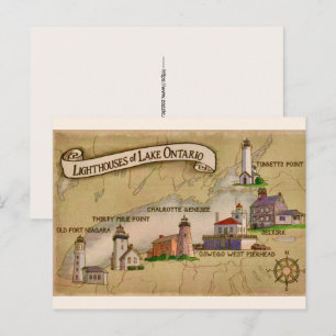 Tarjeta postal de faros del lago Ontario