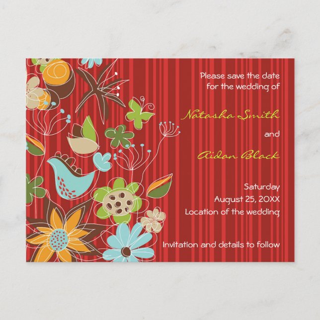 tarjeta postal de fatfatin Jardín Floral Rojo Guar (Anverso)