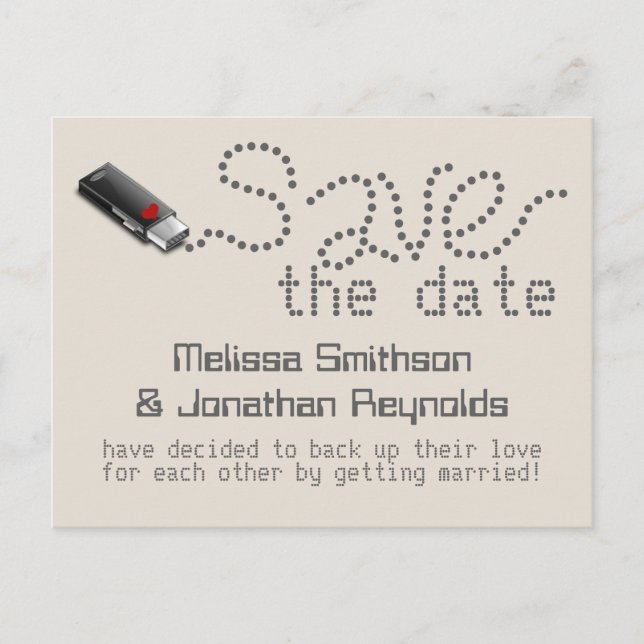 Tarjeta Postal de Fecha de Boda con Memoria USB (Anverso)