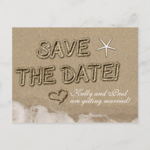 Tarjeta postal de fecha de boda en Sandy Beach GUA