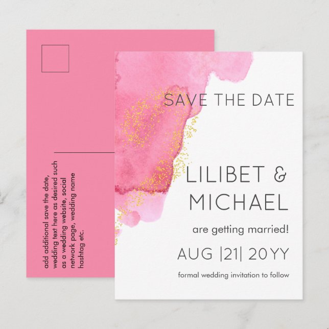 Tarjeta postal de fecha de reserva para el Boda mo (Anverso / Reverso)