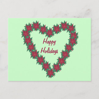 Tarjeta postal de Felices Fiestas Corazón Poinsett