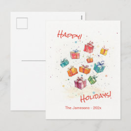 Tarjeta postal de Felices Fiestas Retro Adorable