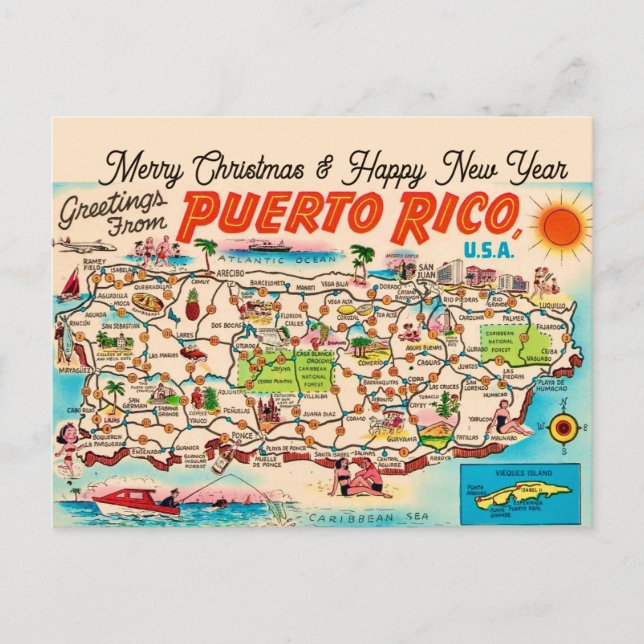 Tarjeta postal de felicitación de Navidad de Puert (Anverso)