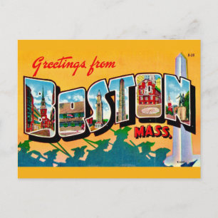 Tarjeta postal de felicitación vintage de Boston