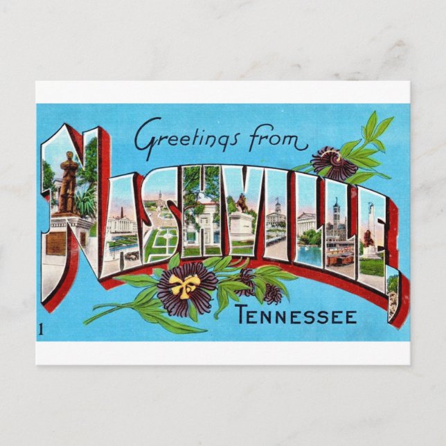 Tarjeta postal de felicitación Vintage Nashville (Anverso)