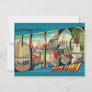 Tarjeta postal de felicitación vintage Utica Nueva