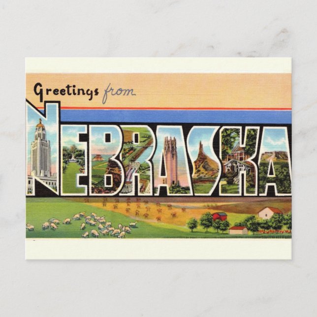 Tarjeta postal de felicitaciones a Nebraska Vintag (Anverso)