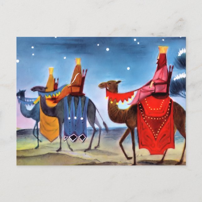 Tarjeta postal de felicitaciones navideñas vintage (Anverso)