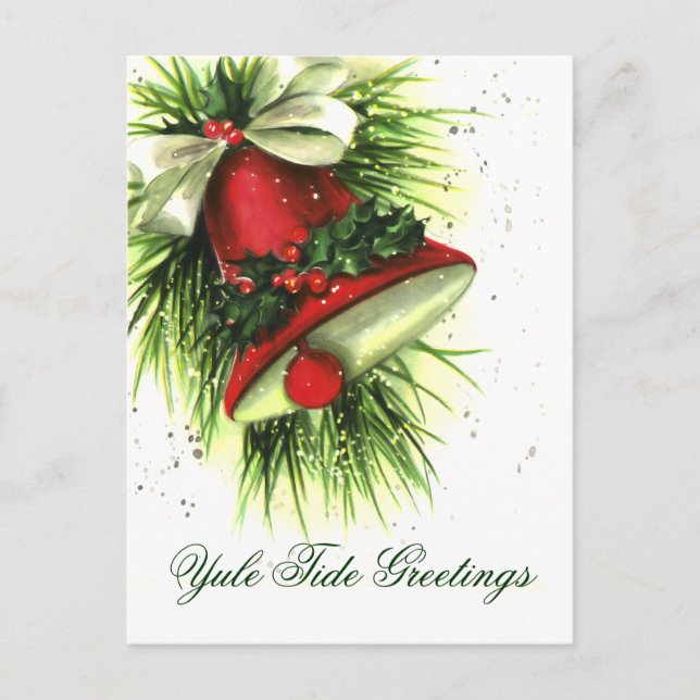 Tarjeta postal de felicitaciones navideñas vintage (Anverso)