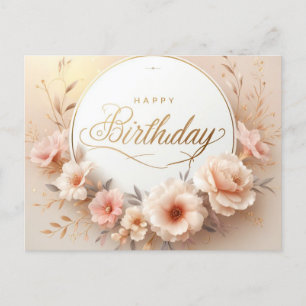 Tarjeta postal de Feliz Cumpleaños con Flores Vibr