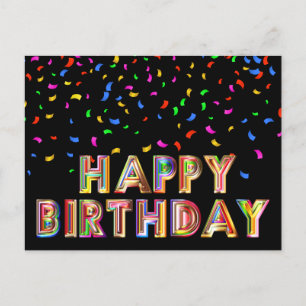 Tarjeta Postal de Feliz Cumpleaños Confeti Colorid