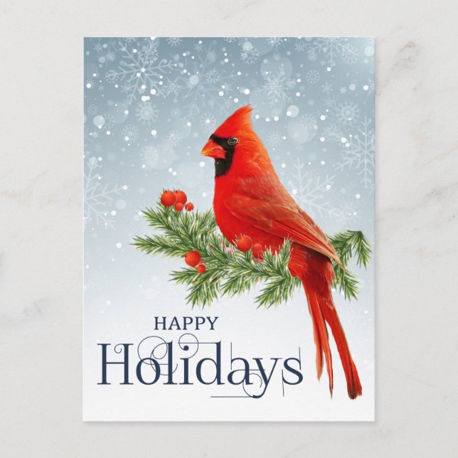Tarjeta postal de feliz fiesta del cardenal rojo (Anverso)